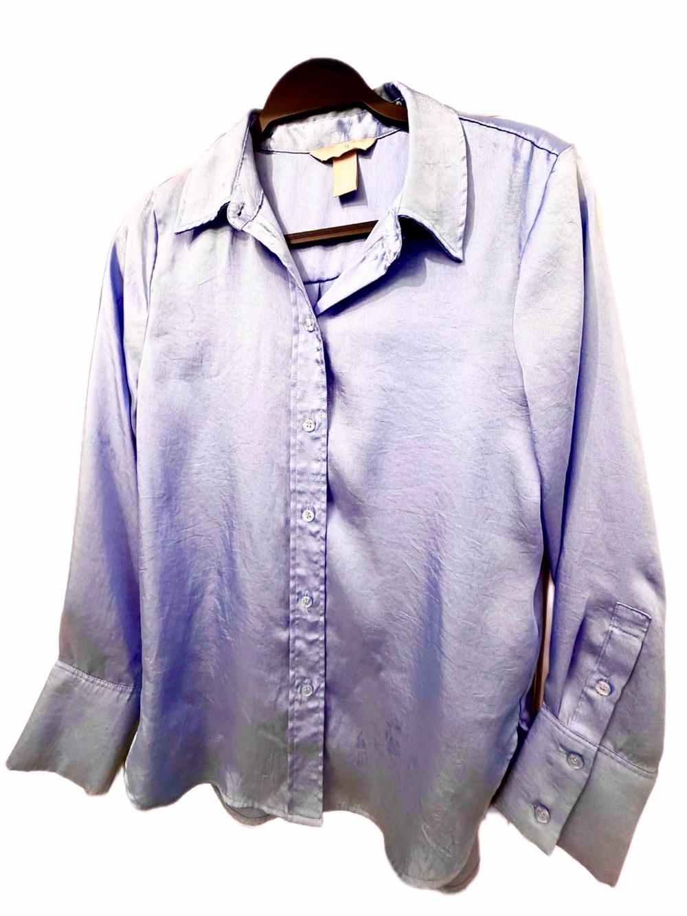 H&M Button-Up Boyfriend Satin Shirt in Light Blue Size: XS. NEW WITH TAGS!